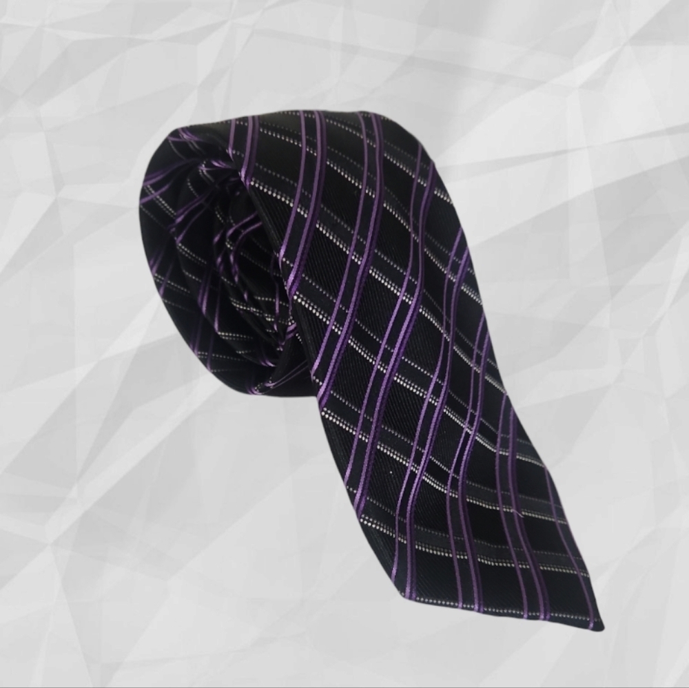 GEORGE Black/Purple Silk Tie